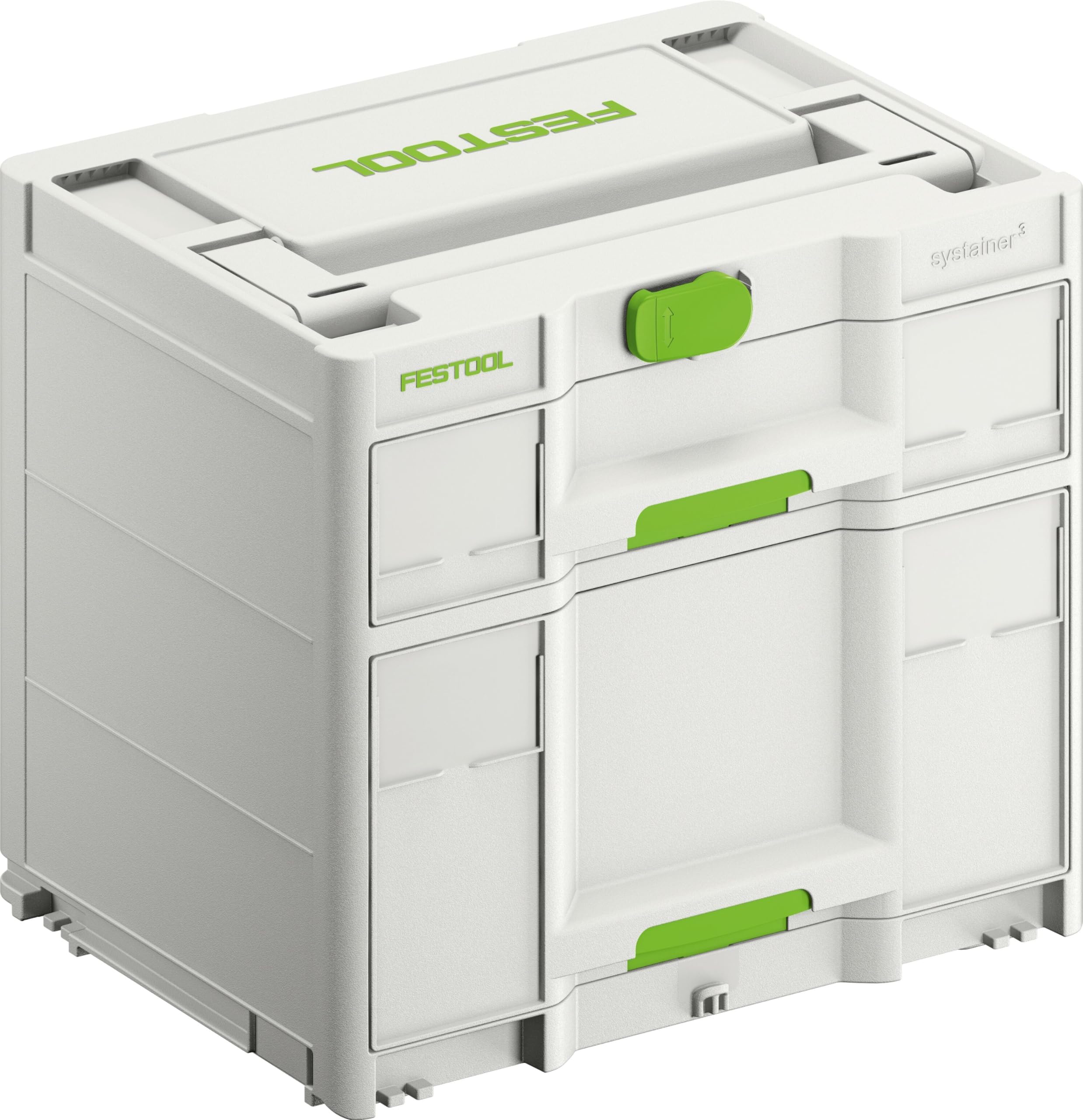 Festool Sortainer SYS3-SORT/2 M 337 - Schubladensystem mit Trennstegen | Werkzeugbox mit 2 Schubladen, stapelbar & kompatibel mit Systainer-System, robuste Box für Zubehör & Kleinteile