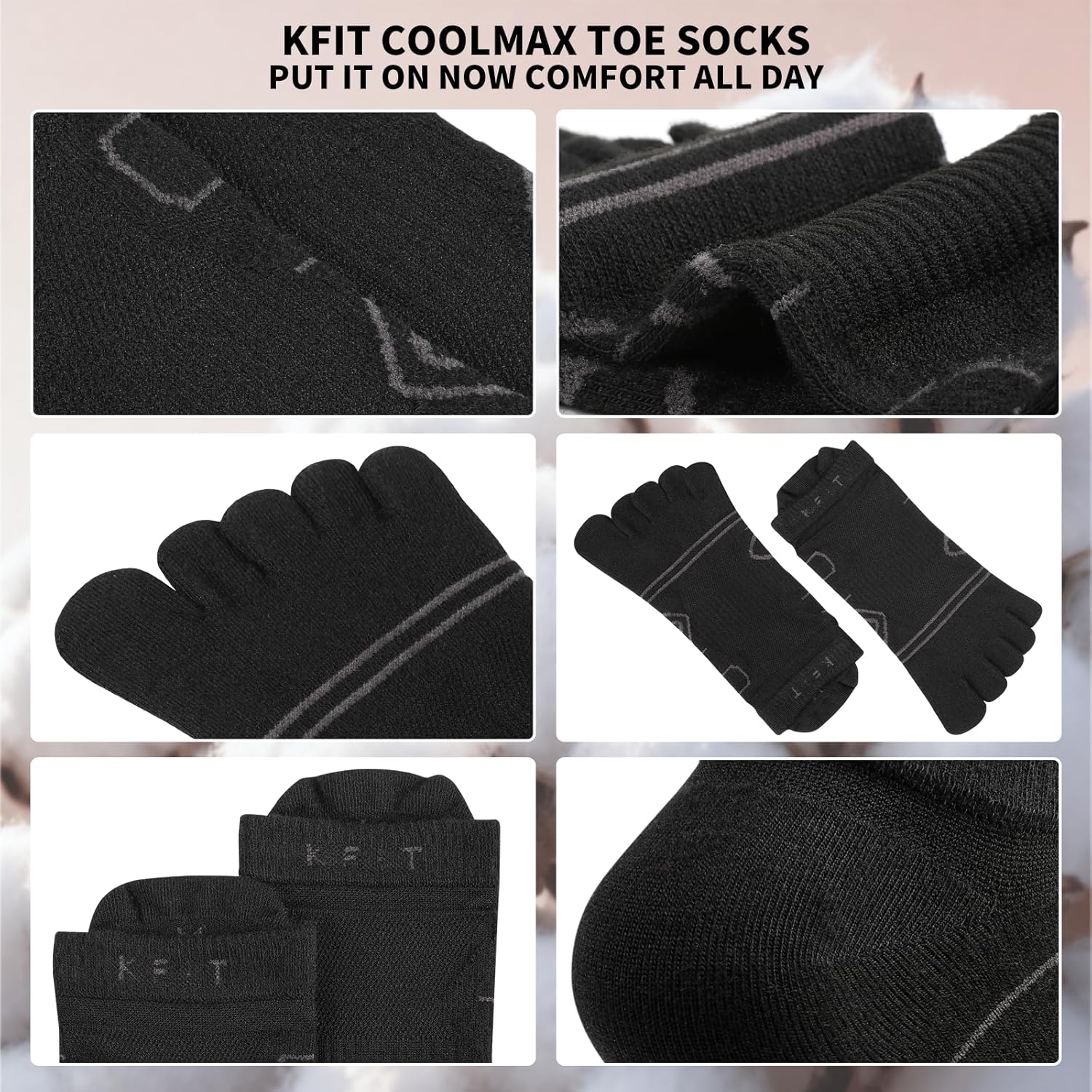 Kfit Toe Socks for Men Women COOLMAX Athletic Running Ankle Five Finger Socks Breathable 5 Toe Design Anti-Blisters, 3 Pairs - Image 5