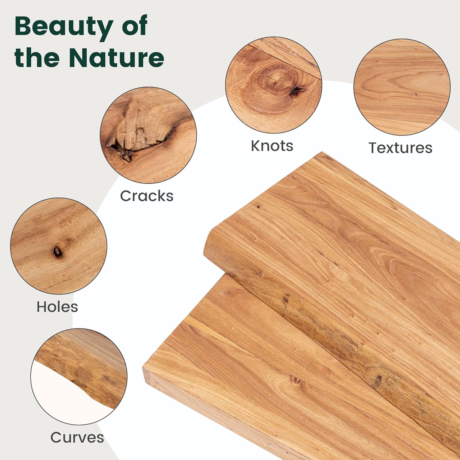 72 Inch Live Edge Floating Shelves, 8 Inch Deep Solid Elm Wood Wall Shelf, Heavy-Duty Wall Mounted Shelf with Invisible Brackets for Living Room, Bathroom, Kitchen, Set of 1, Natural Color