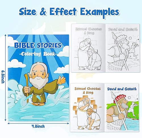 Miniatura 2 de Zainpe 24 libros para colorear de historias bíblicas cristianas para niños, libro de dibujo artístico con patrón de cruces del arca de Jesús de Noé