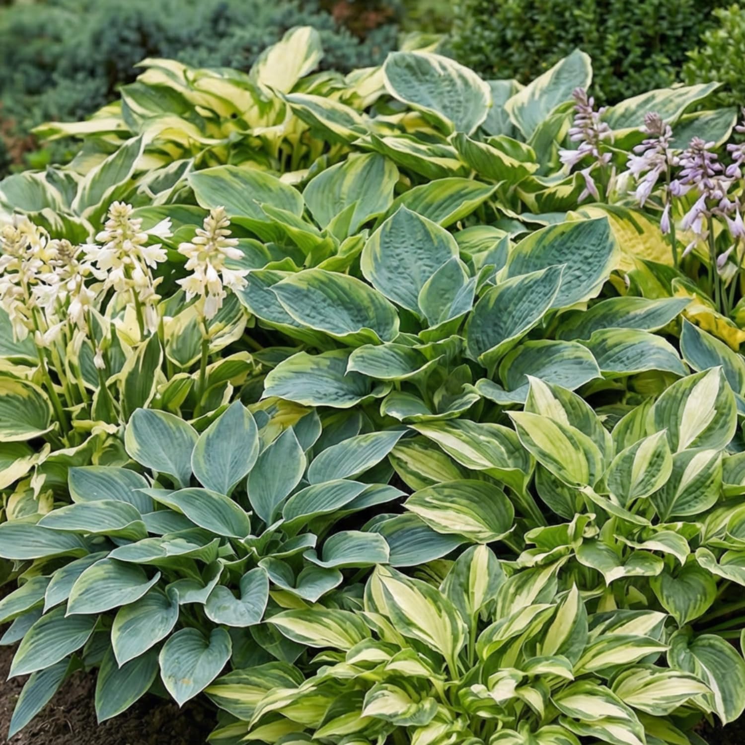 Piante Vere da Esterno - 10 Radici di Hosta - Mix di 10 ibridi e varietà - Piante e fiori esclusivi dall’Olanda - per giardino, vasi e balcone (non semi, non bulbi, non artificiali)