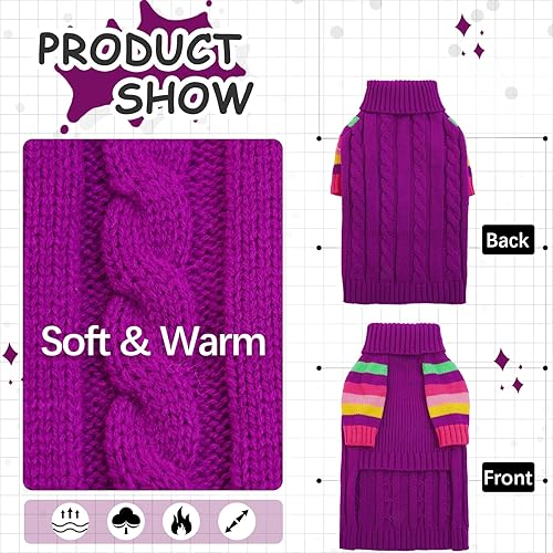 Miniatura 10 de OUOBOB Suéteres para perros medianos, suéteres de Navidad para perros medianos, suéteres para perros y niñas, suéteres de cuello alto para perros