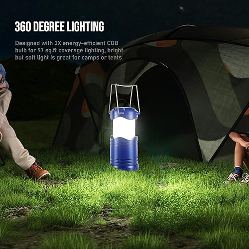 Miniatura 88 de Lichamp Paquete de 4 linternas de campamento COB, linterna portátil de alto lumen para acampar al aire libre, kit de equipo de supervivencia