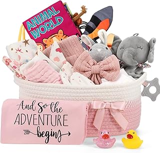 Zopeal 22-Piece Deluxe Newborn Baby Girl Gift Set & Diaper Caddy Organizer
