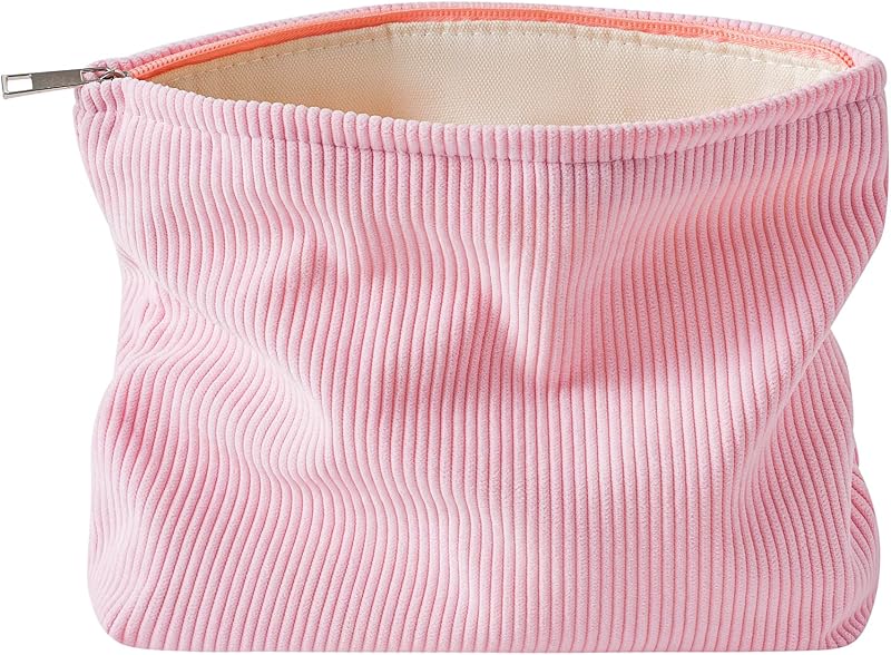 Necessaire de maquiagem de veludo cotelê RSRSLEII 18Light Pink