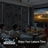 Vista 7 de rabbitgoo - Película de privacidad tipo vitral para ventana, opacidad total, adhesiva, bloqueo solar y de luz, control de calor, para oscurecer Negro
