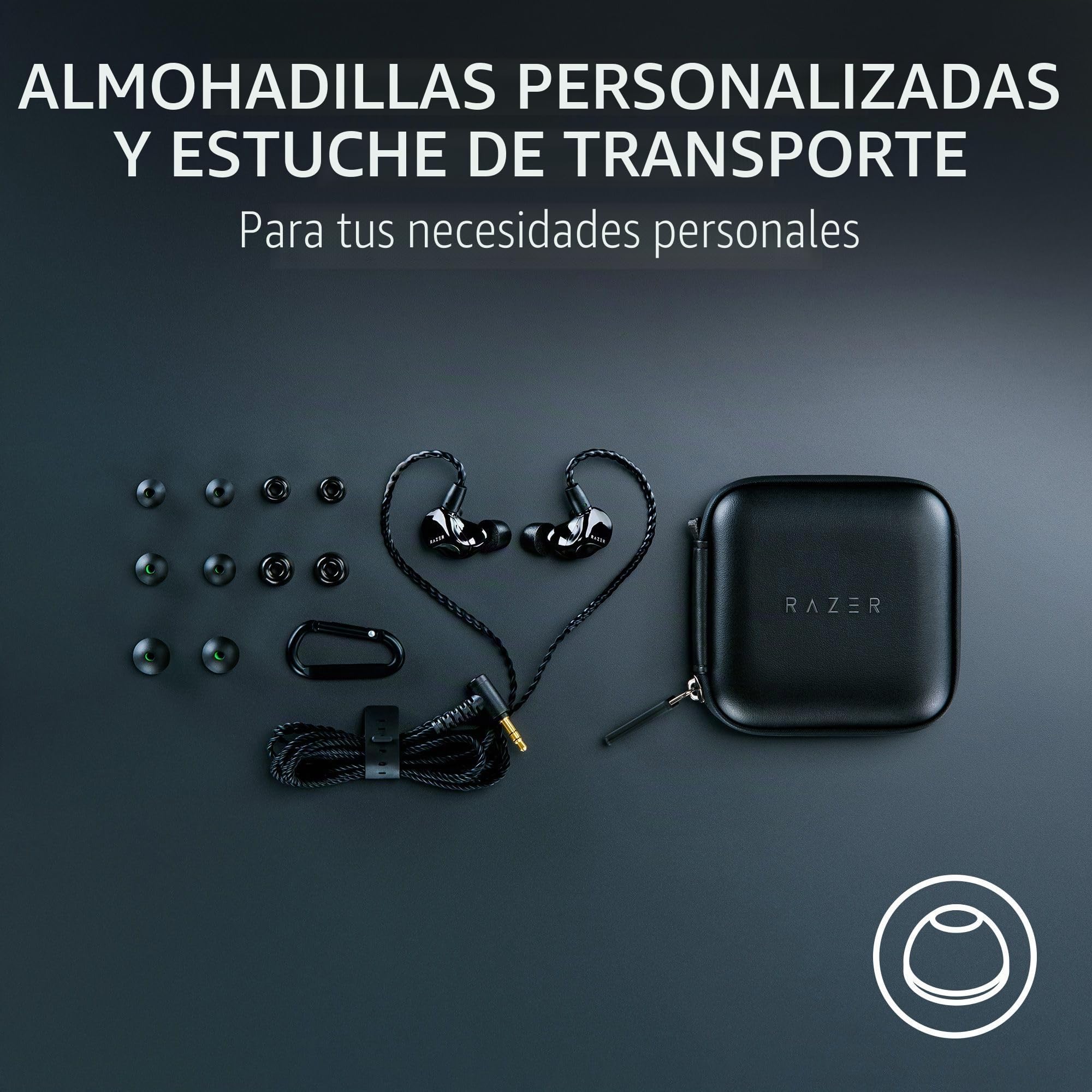 Razer Monitor intrauditivo Moray para transmisión: diseño acústico híbrido de Doble Controlador, Forma ergonómica de Perfil bajo, Aislamiento pasivo de Ruido, Cables Trenzados, Almohadillas
