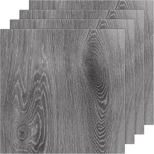 40 Sheet Vinyl Flooring 12” x 12” Peel and Stick Floor Tile Waterproof Clearance Vinyl Floor Tiles Wood Grey Self Adhesive Floor Tiles Sticky Laminate Flooring for Bathroom Kitchen Basement RV