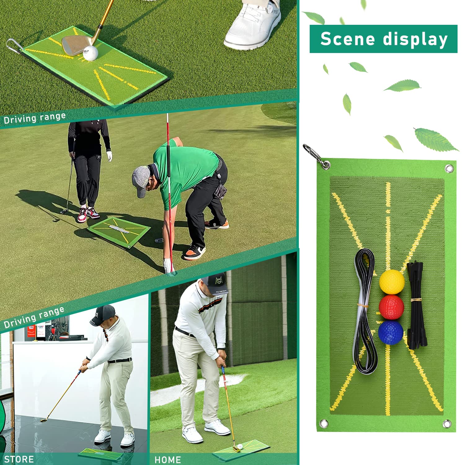 14 Stücke Golf Trainingsmatte Set,50x25cm Golf Trainingshilfen Übungsmatte, Swing Detection Batting Trainingshilfen, für Outdoor, Lndoor Tragbare Swing Practice Mat