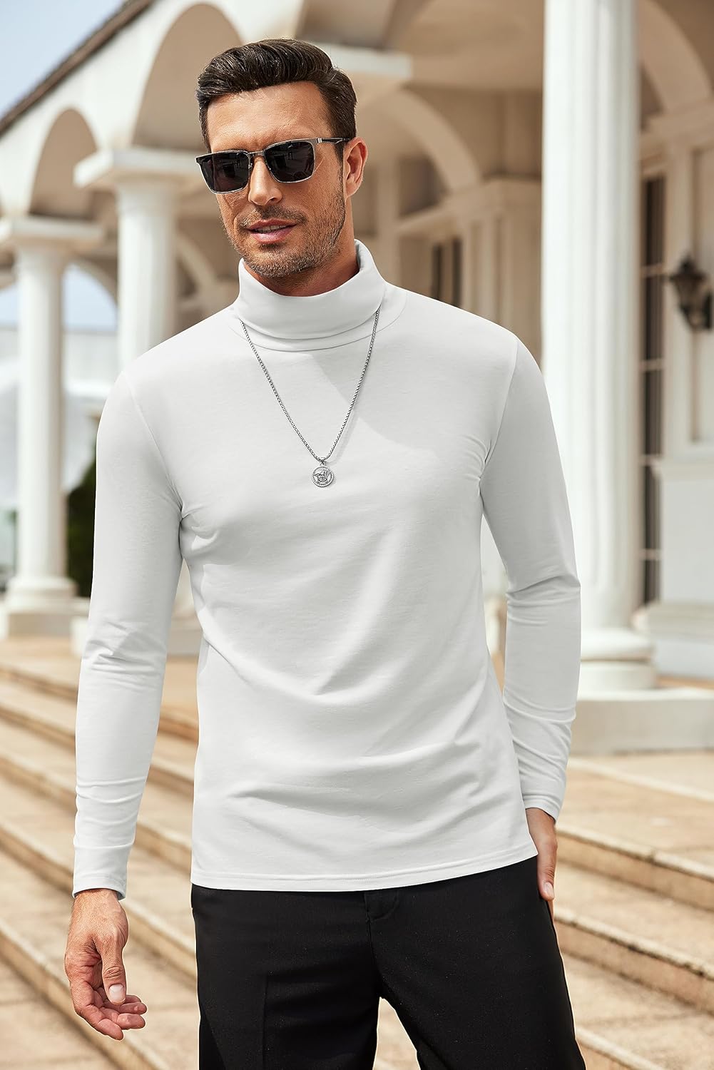 COOFANDY Men's Slim Fit Basic Turtleneck Long Sleeve Lightweight Pullover Sweaters Casual Knitted Tops - Image 2