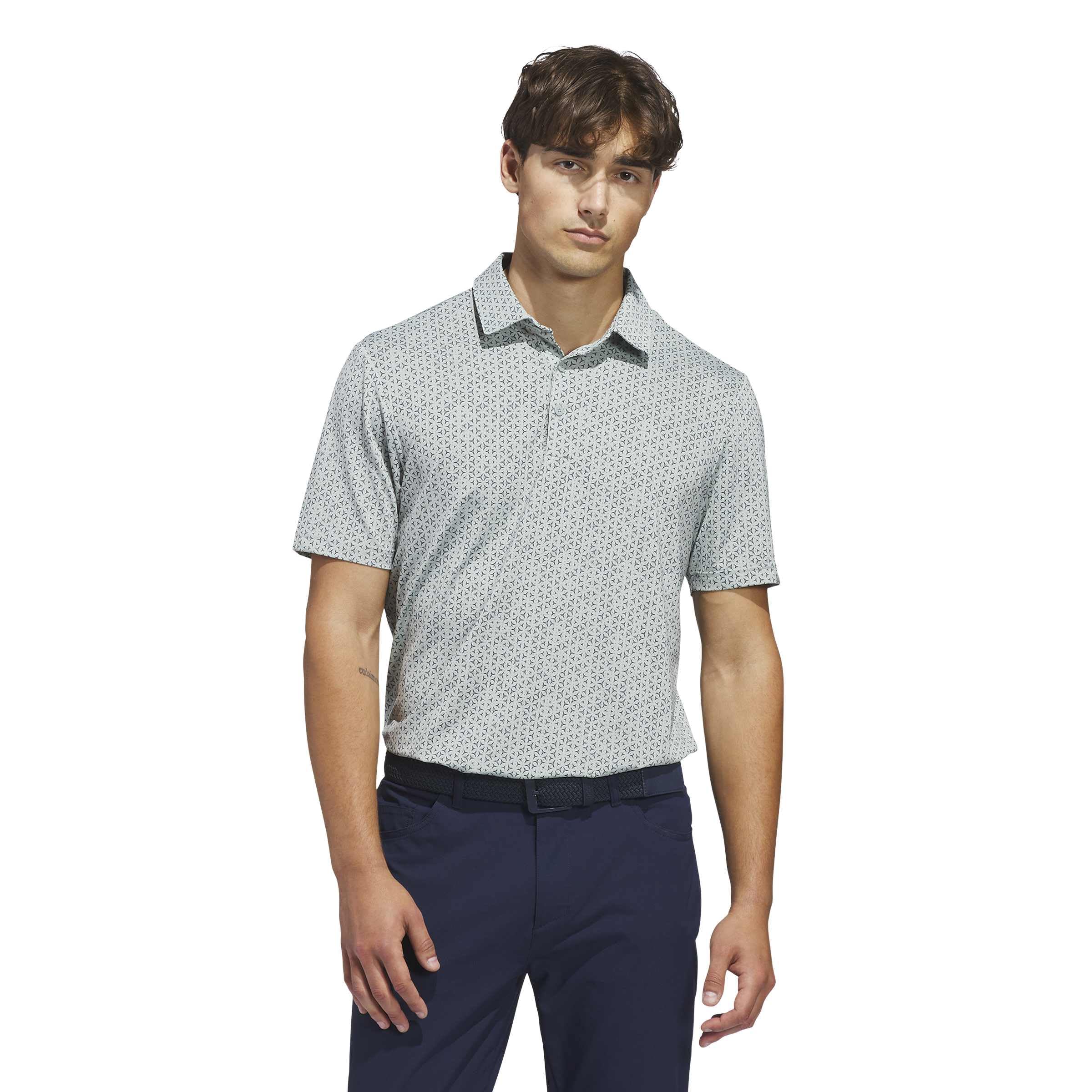 adidas Men's Ultimate365 Mesh Tango Print Climacool Polo Shirt, Wonder Sage, Collegiate Navy, Large