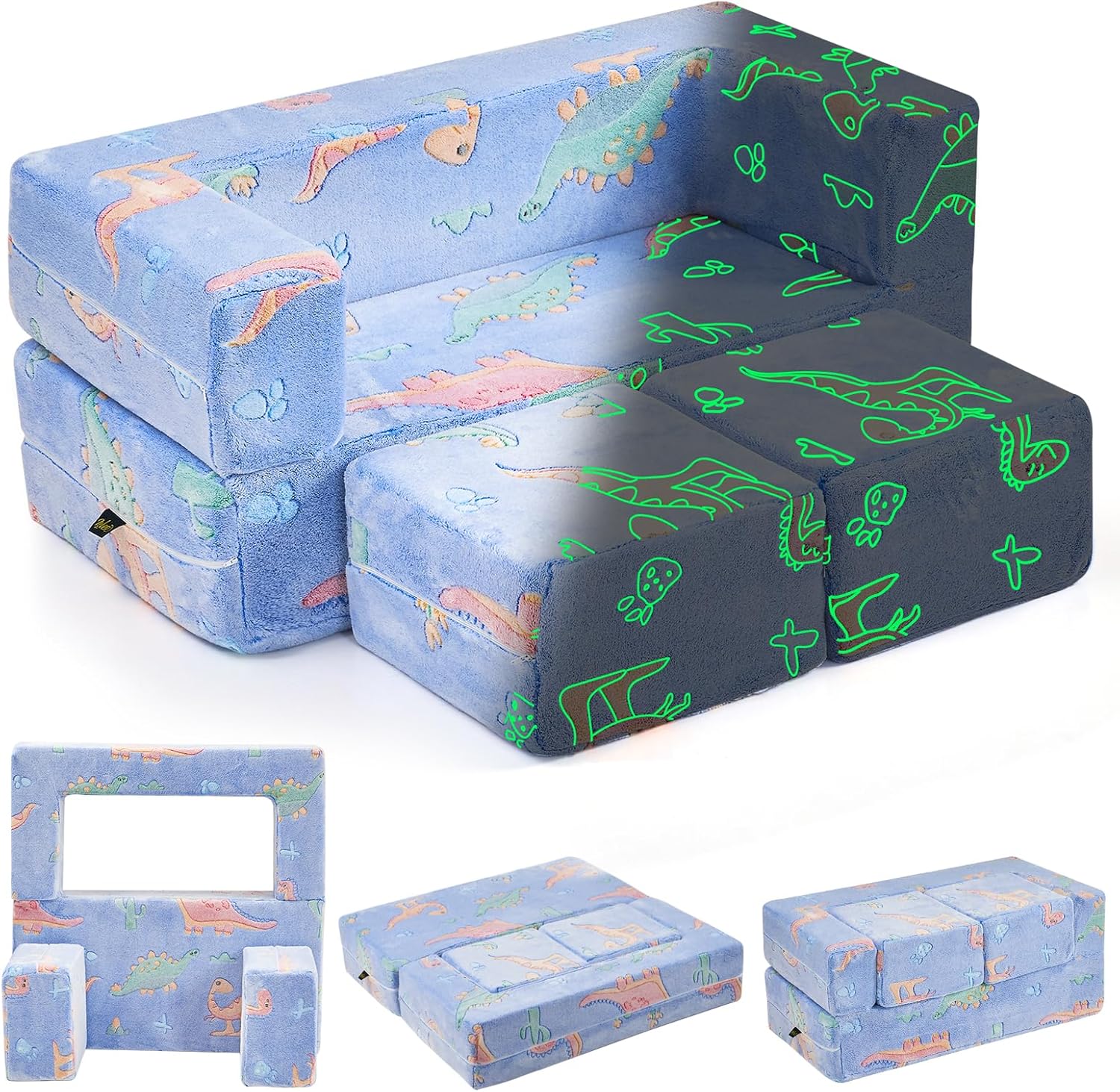 TELER Kids Couch Sofa Modular Toddler Couch, Glow in The