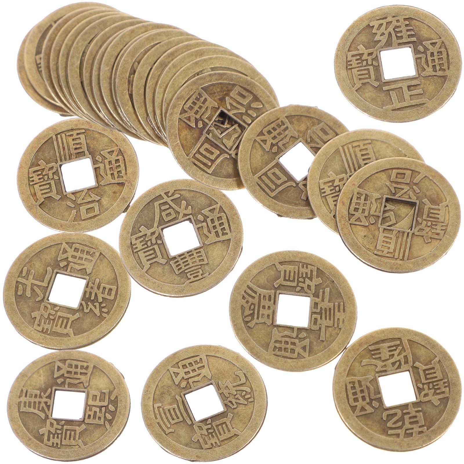 100 szt. Monety Feng Shui Chińskie miedziane amulety dla bogactwa Ochrona szczęścia Amulety dobrobytu z różnorodnym stylem vintage do wystroju domu i energii duchowej
