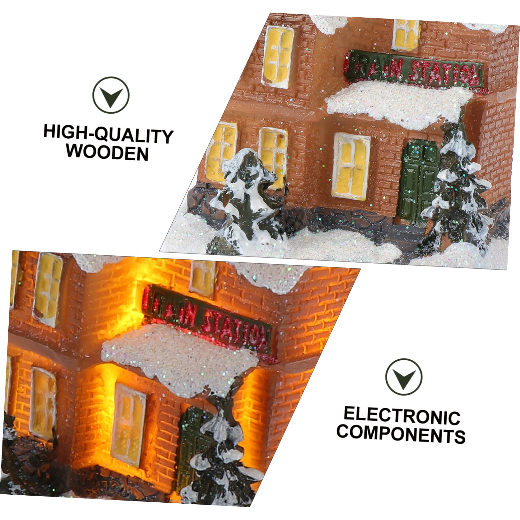 IMIKEYA 7 STK Hausschmuck Tischpuppenhaus Esstisch Weihnachtsdeko Für Den Tisch Minihaus Schmücken Dorfhüttenverzierung Beleuchtetes Weihnachtshaus Beleuchtete Hausfigur Harz