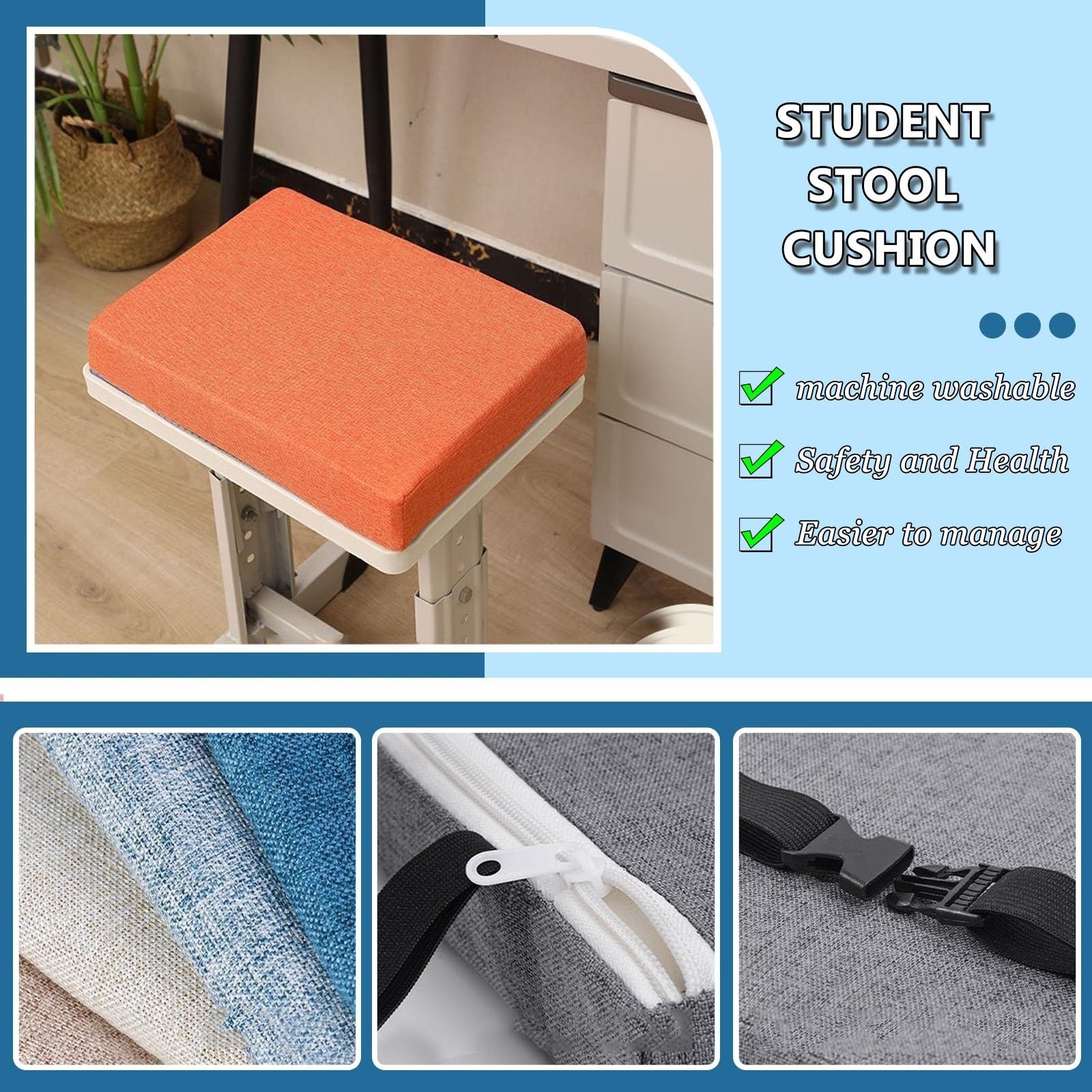 Carré Galette de Chaise for Tabouret de Chaise, Coussins de Siège Épaisseur 3/5/8cm Coussins Carrés Antidérapants for Tabouret de Chaise, Coussin de Chaise for Bureau, École, Bistro(12,34x25x3cm/13.4x