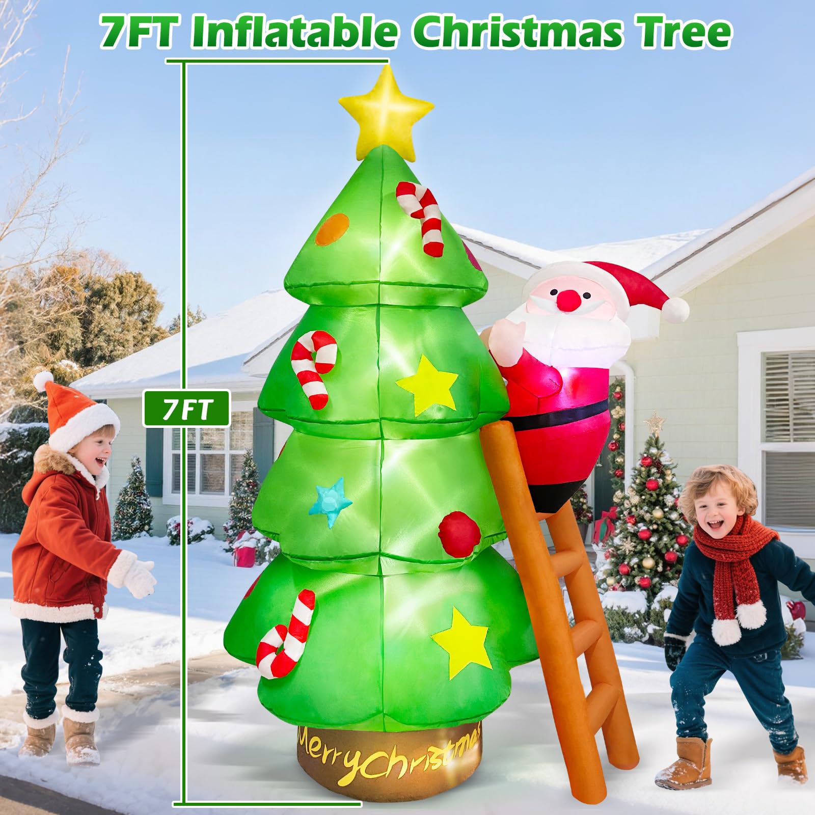 Danxilu 7 FT Inflatable Christmas Tree with Santa Claus Climbing - Image 2