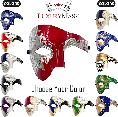Miniatura 5 de Máscara de mascarada para hombre, máscara del fantasma de la ópera, máscara de baile de graduación, Mardi Gras, Haloween veneciano, media cara