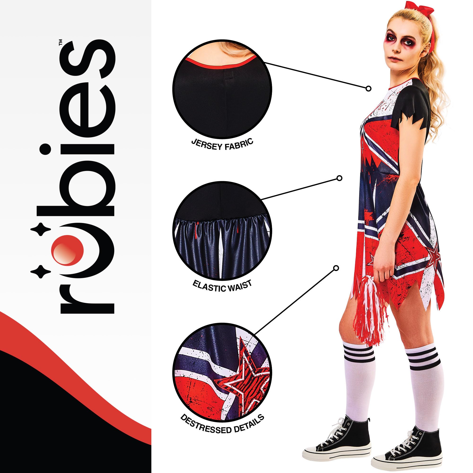 Rubies Official Adult Zombie Cheerleader Costume, Size Small Halloween, Multicoloured, Dress Size 10-12 - Image 4