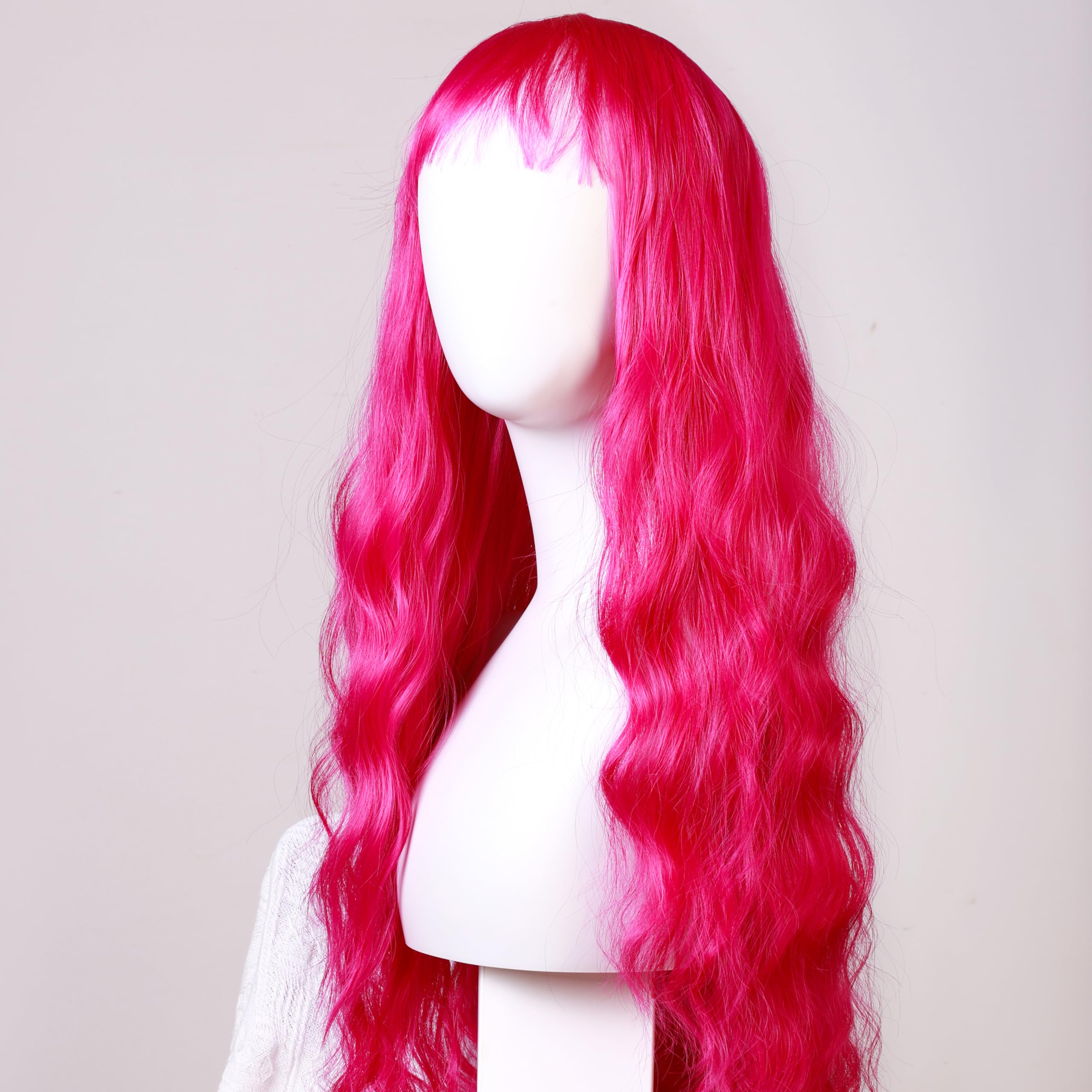 Stylophyx Women's Curly Wig with Bangs Exclusively Designed for Women, Synthetic Hair Strands, Ideal for Role playing and Parties (Comes with Wig Cap) 31 Inches