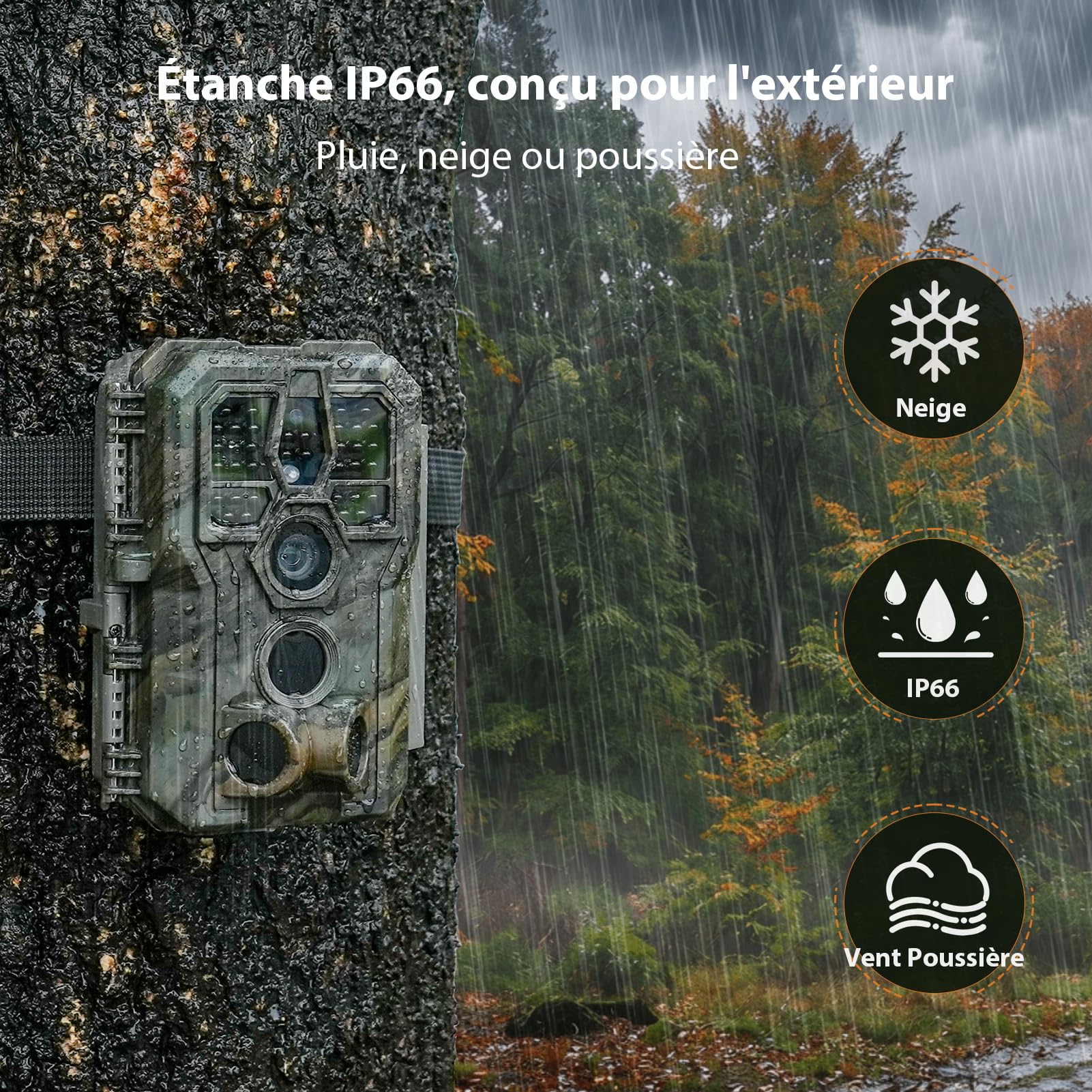 GardePro E5 2.0 Pro 4K Camera de Chasse, Carte SD de 64 Go | 64MP Caméra de Chasse, Camera Vision Nocturne Animaux Exterieur, Piege Photographique, Camera Detecteur de Mouvement