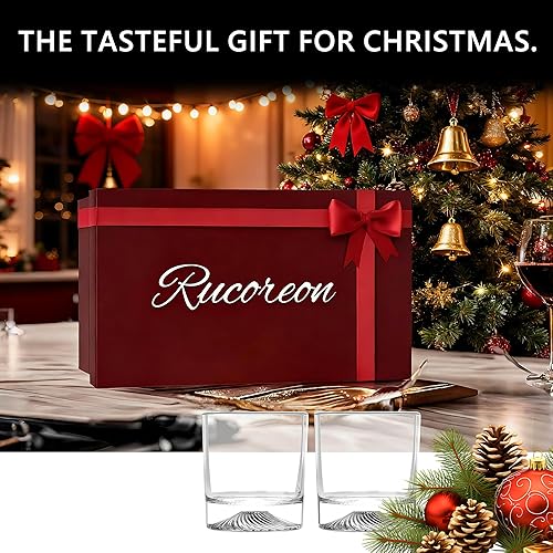 Miniatura 9 de Juego de 2 vasos de whisky de cristal, 10 onzas, de diseño de rocas antiguas para whisky, bourbon, ron y bebida de cóctel, regalo de lujo para