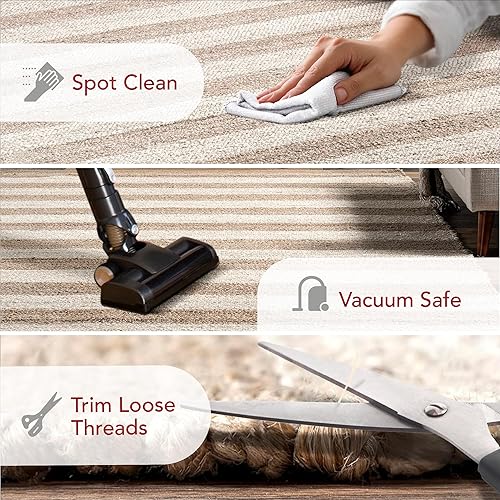 Miniatura 3 de Tapete NuLoom Alisia de yute, con diseño de rayas, 2' 6" x 8', blanco mate