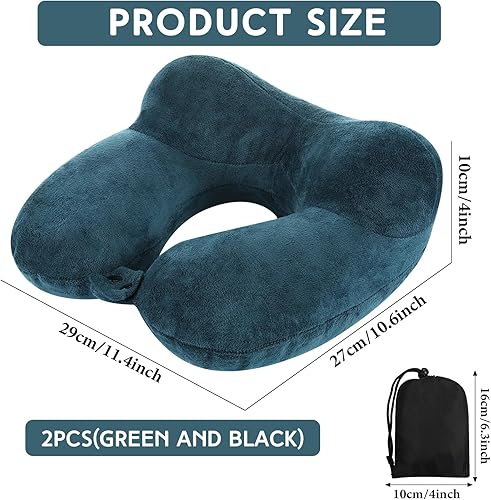 Vista 42 de Sintuff 2 almohadas inflables de viaje con bolsa compacta y terciopelo con los ojos vendados, almohada inflable para el cuello del avión, cojín Gris
