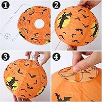 Vista 6 de 12 linternas de papel de Halloween, farol Jack O Lanterns, calabaza, faroles colgantes de araña, murciélago y esqueleto para Halloween, suministros