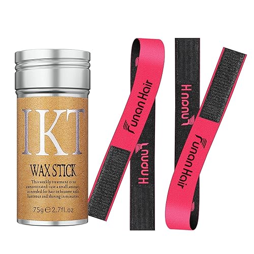 FUNAN Varilla de cera para el cabello con 2 bandas de fusión de encaje, barra deslizante para control de bordes de peluca, sujeción fuerte, no grasa