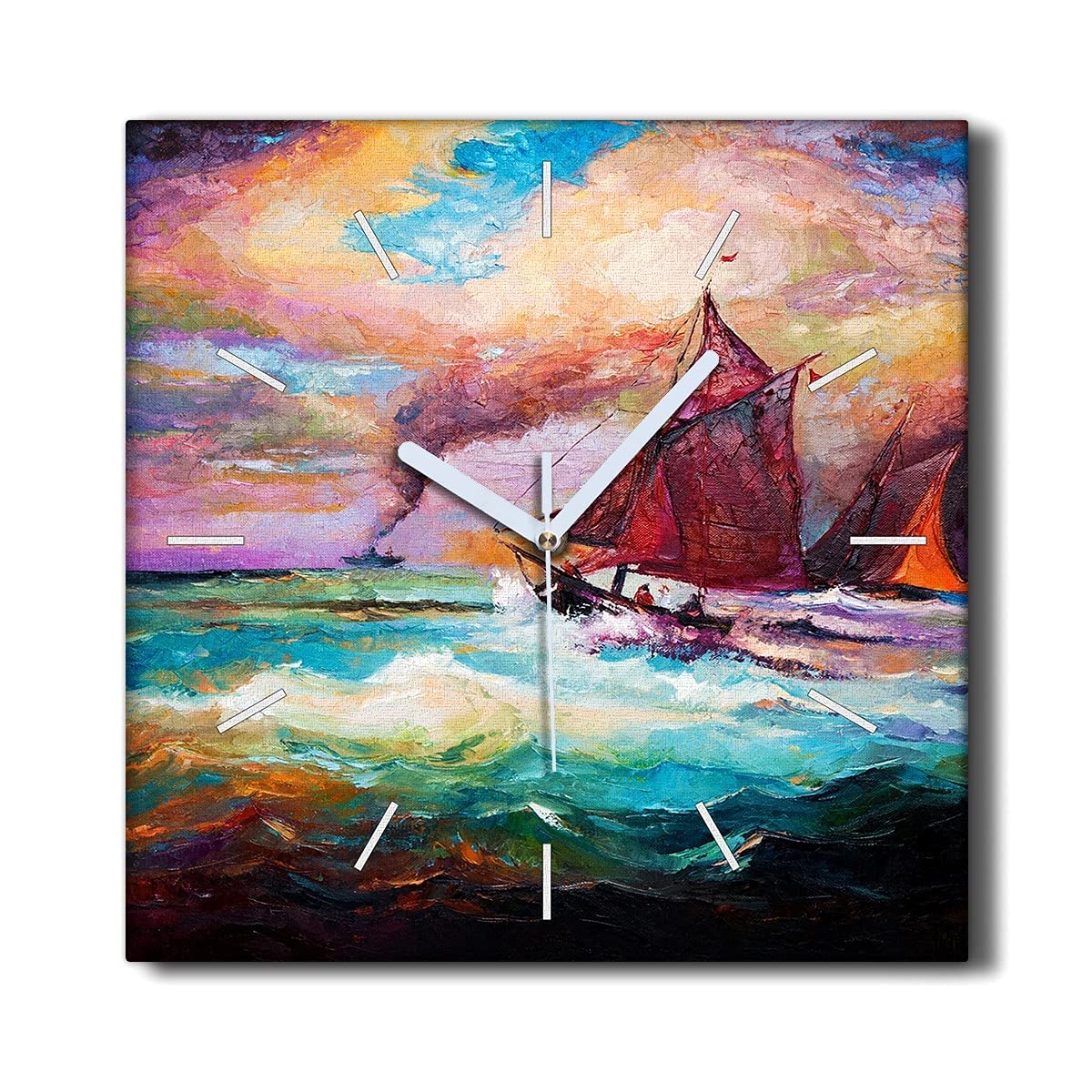 Horloge sur Toile 30x30cm Silencieuse pour Chambre Noire
