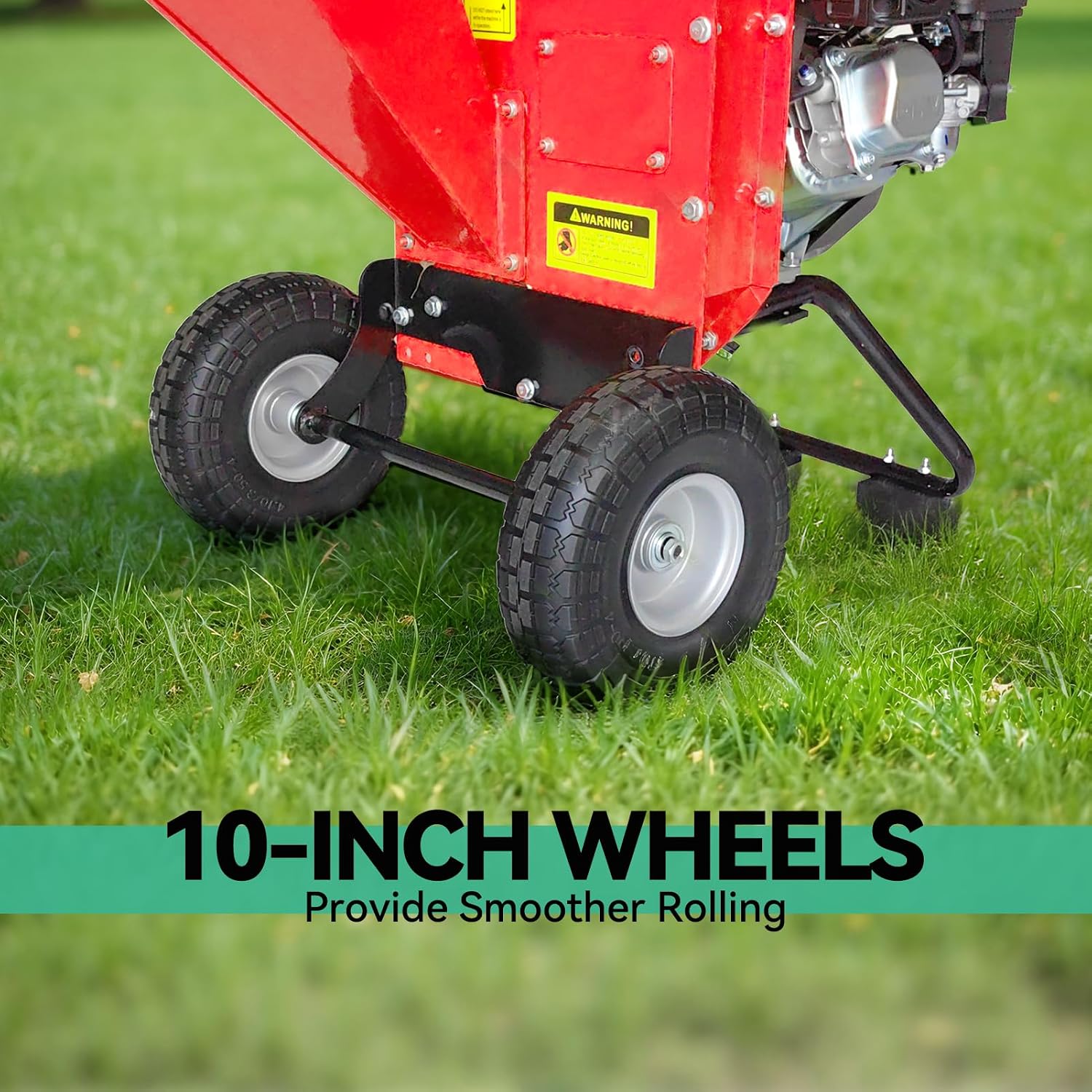 Wood Chipper Shredder Mulcher, 7 HP 212cc Gas-Powered Heavy Duty Engine, 3-Blade Disc Cutter, 10" Large Wheels for Easy Mobility, for Garden, Orchard, Courtyard, Farm