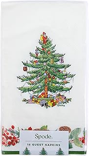 C.R. Gibson TW8-25514 Spode Pinecone Disposable Dinner Napkins and Bathroom Guest Towels for Christmas Parties, 4.2" x 7.85", Multicolor, 16 Pieces