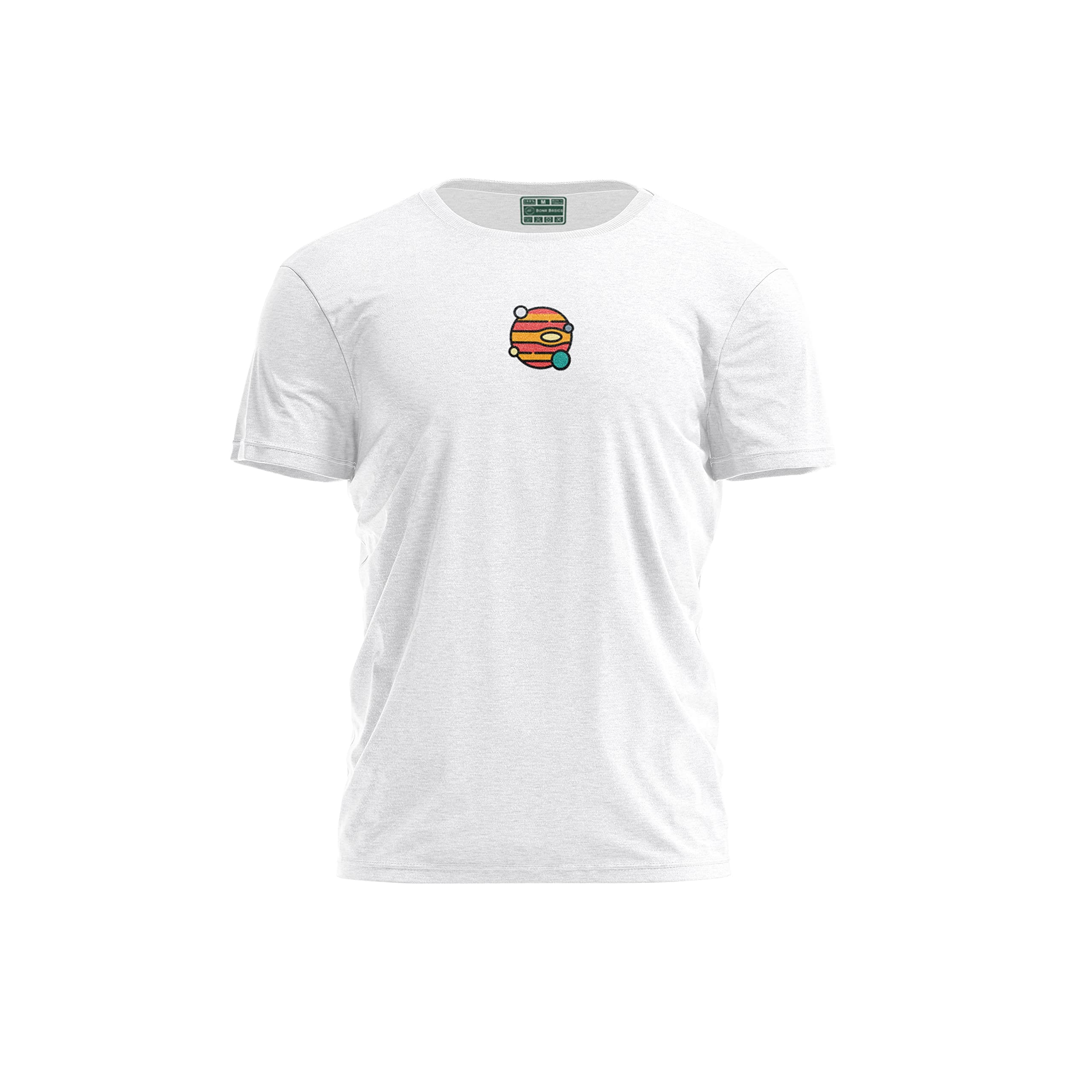 Bona Basics, Digital Print, Men's Basic T-Shirt, 100% Cotton, White, Casual, Men's Tops, Size: M, White, M