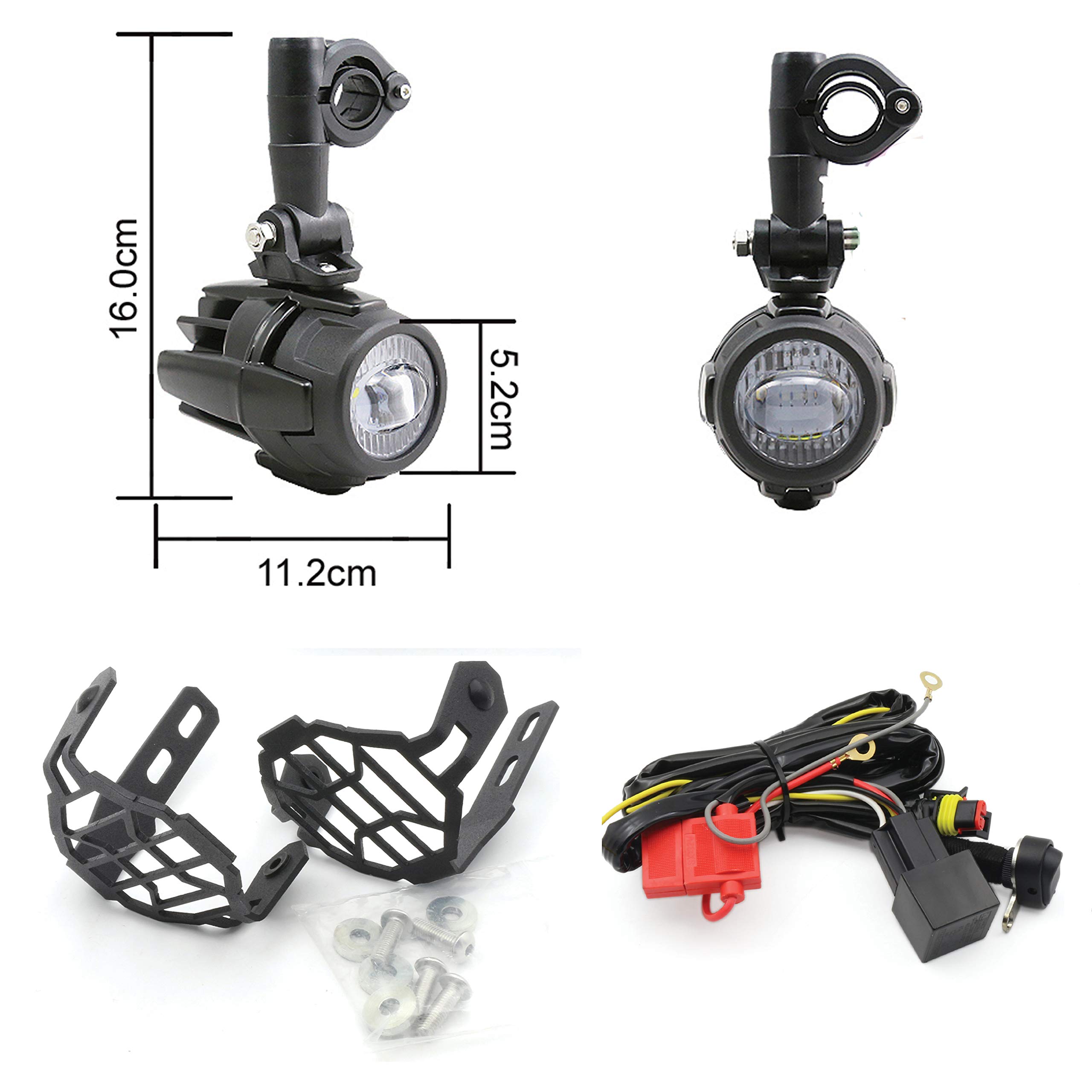CPOWACE Auxiliary Lights for R1200GS,LED Fog Lights Protector Kit Driving Lights Compatible with BMW Motorcycle R1200GS F800GS,40W DRL Spot Lamps