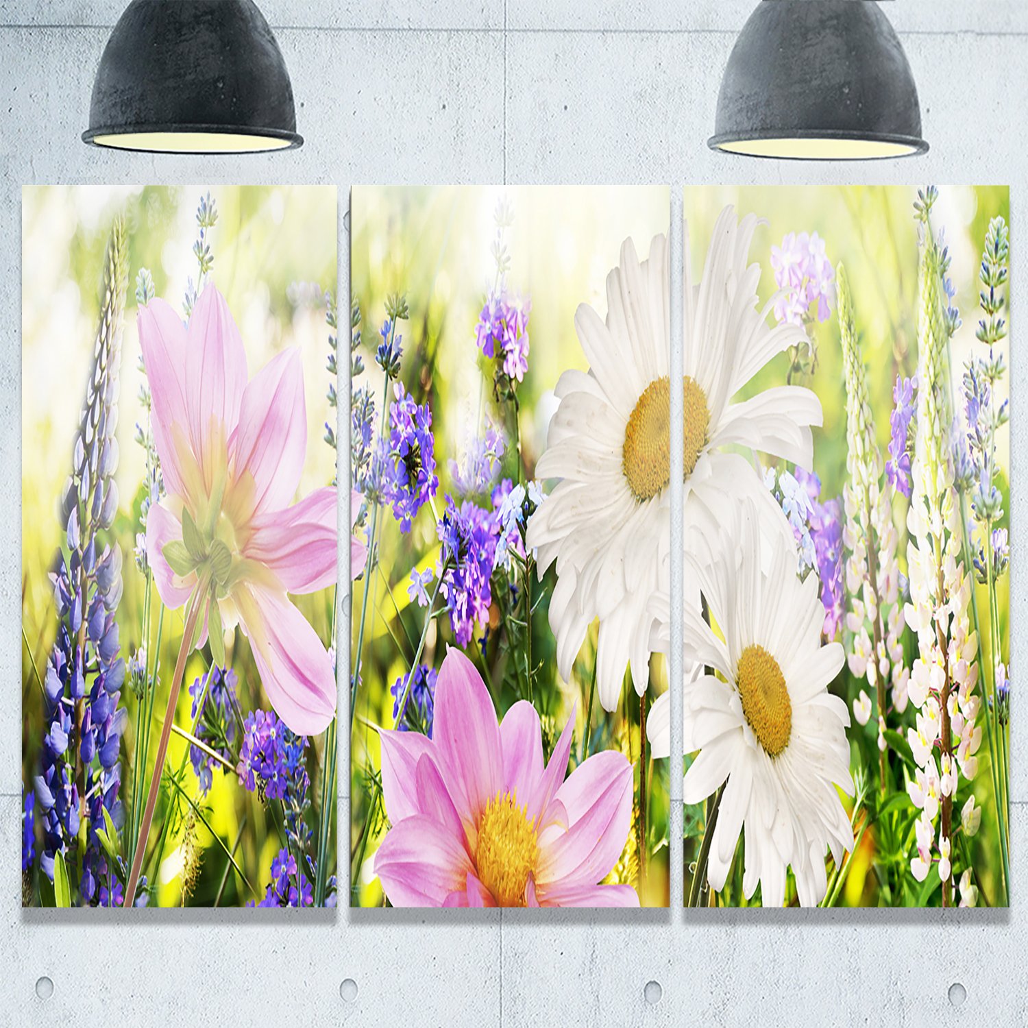 Amazon.com: Designart MT9658-3P Wild Flowers Field at Sunset