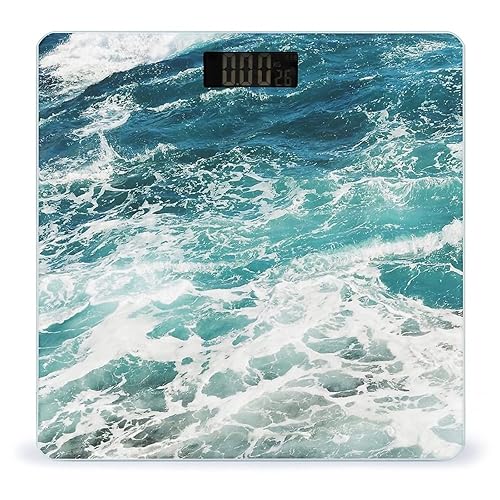 Blue Ocean Waves - Báscula de peso para peso corporal, báscula digital inteligente, báscula de baño para dormitorio
