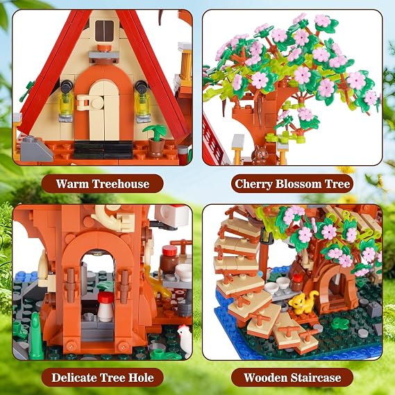 3-in-1 Cherry Blossom Tree House Building Block Set