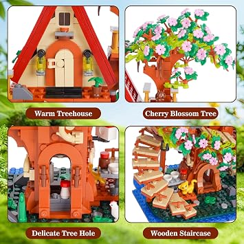 3-in-1 Cherry Blossom Tree House Building Block Set