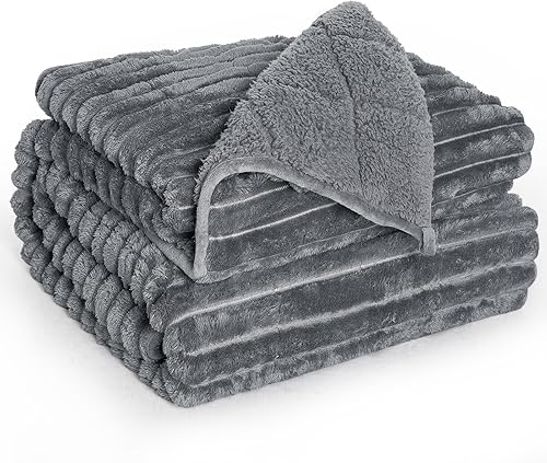 Manta con peso de forro polar Sherpa para adultos, tamaño individual/matrimonial, 12 libras, manta de franela suave pesada para relajarse y dormir