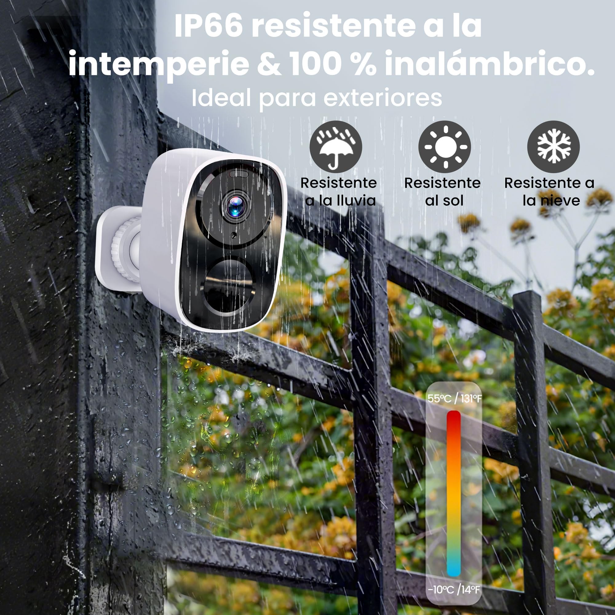 2K/3MP Camara Vigilancia WiFi Exterior/Interior, Almacenamiento en la Nube Gratuito, Wi-Fi Dual (5GHz/2.4GHz), Audio bidireccional, detección de Movimiento, visión Nocturna en Color e IP66，2PCS