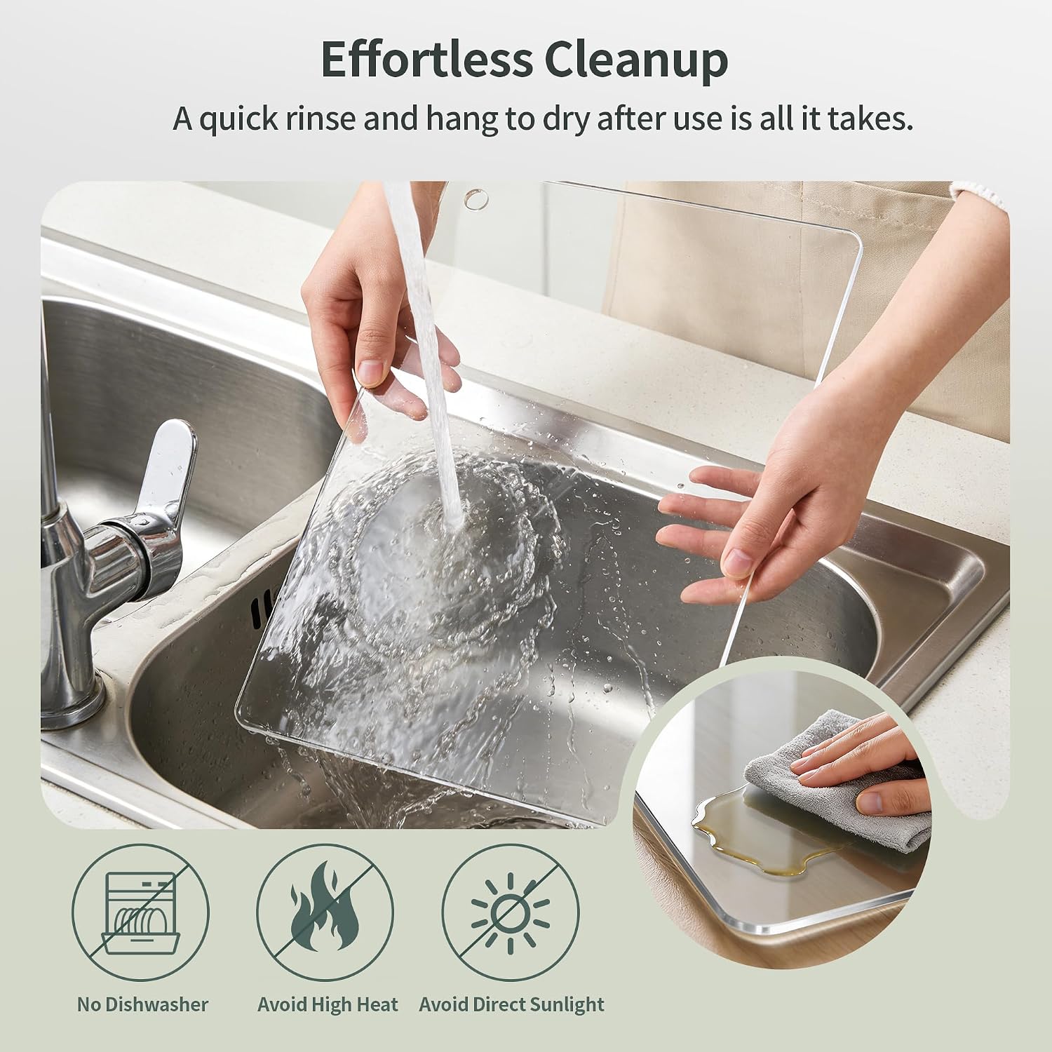 Acrylic Cutting Board for Kitchen, 14x10 Inch Clear Cutting Boards with Hanging Hole, Non Slip Acrylic Cutting Board for Cooking, Countertop Protector & Serving