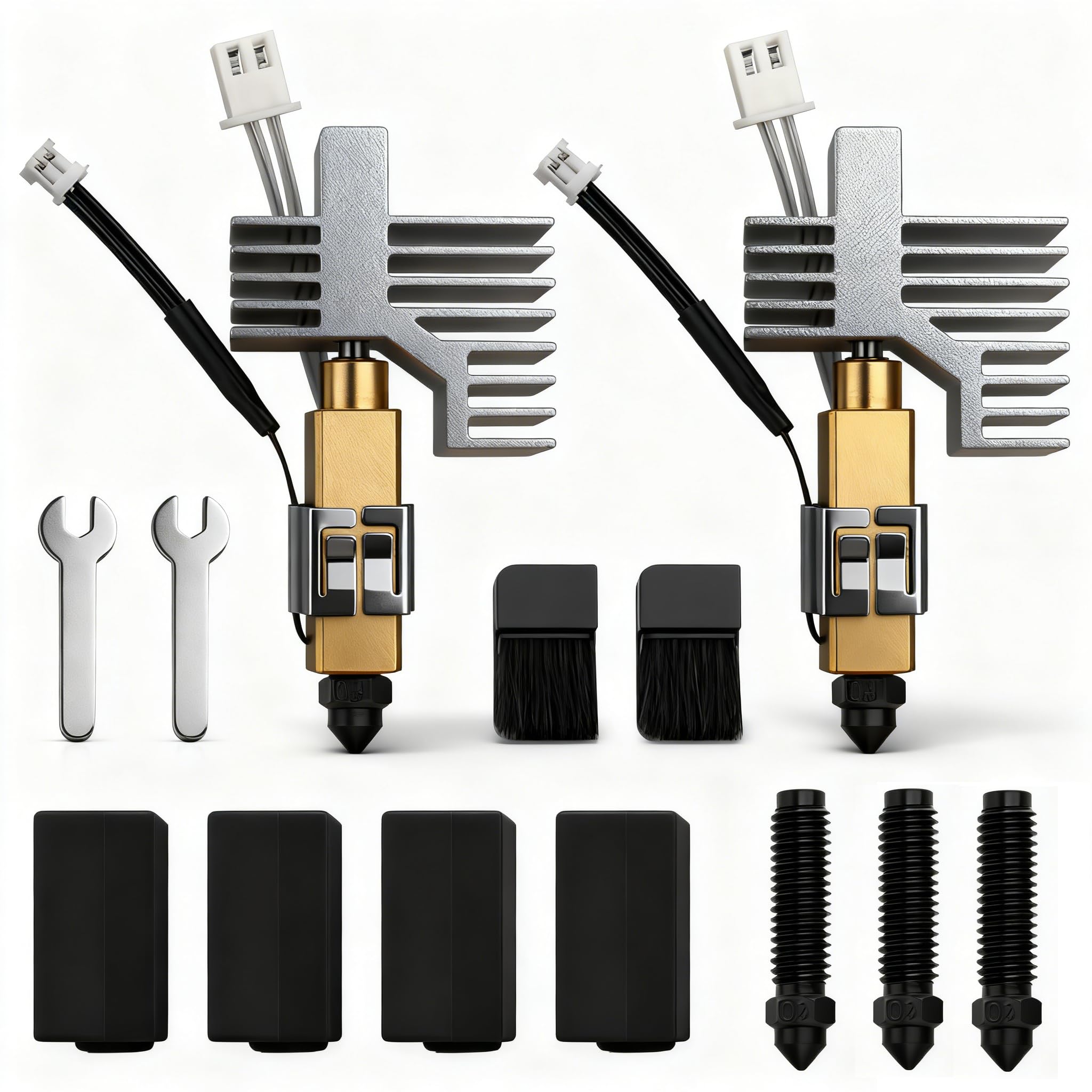 Kit de extrusora de cerámica Hotend de 0,4 mm para Centauri Carbon Print Head Extrusora con boquillas endurecidas extra de 0,2 mm, 0,4 mm y 0,6 mm, disipador de calor con cubierta de silicona extra