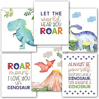 6 Reversible 8x10 Dinosaur Wall Art Prints, Dinosaur Birthday Decorations, Dinosaur Decor Boys Room, Dinosaur Bathroom Decor, Dinosaur Posters For Boys Room, Dinosaur Baby Shower Decorations For Boy