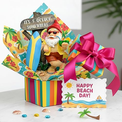 Miniatura 6 de Gnomos divertidos de jardín, gnomos de jardín para exteriores, decoraciones de gnomos para patio (estatua de gnomo de playa para jardín)