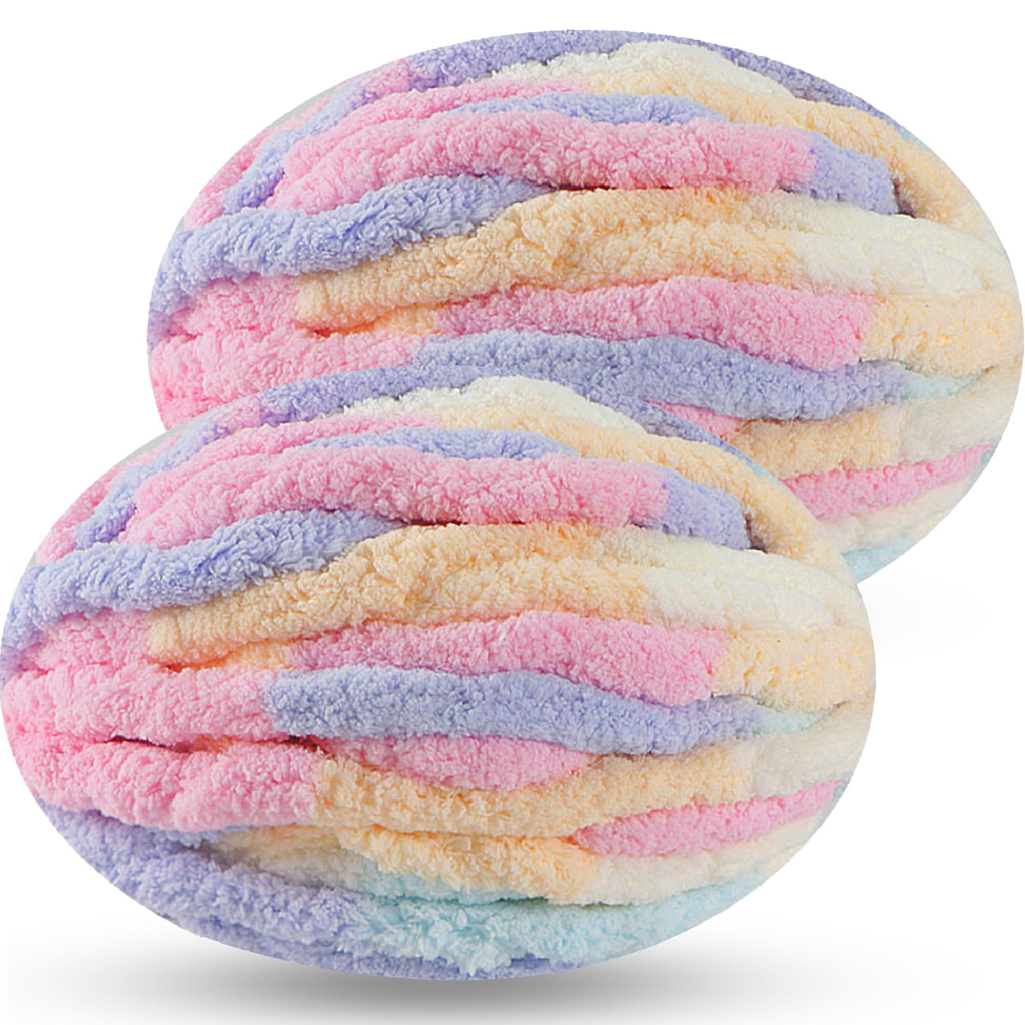 DISDADA Chunky Yarn for Hand Knitting 2 × 250g, Fluffy Thick Jumbo Wool Yarn Blanket (Marshmallow Color) — image 1