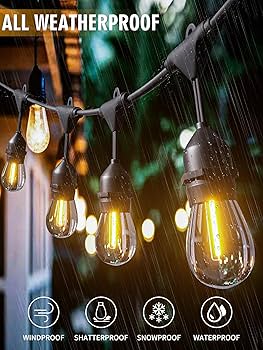 DAMAING LED Outdoor String Lights 150FT,Shatterproof IP65 2