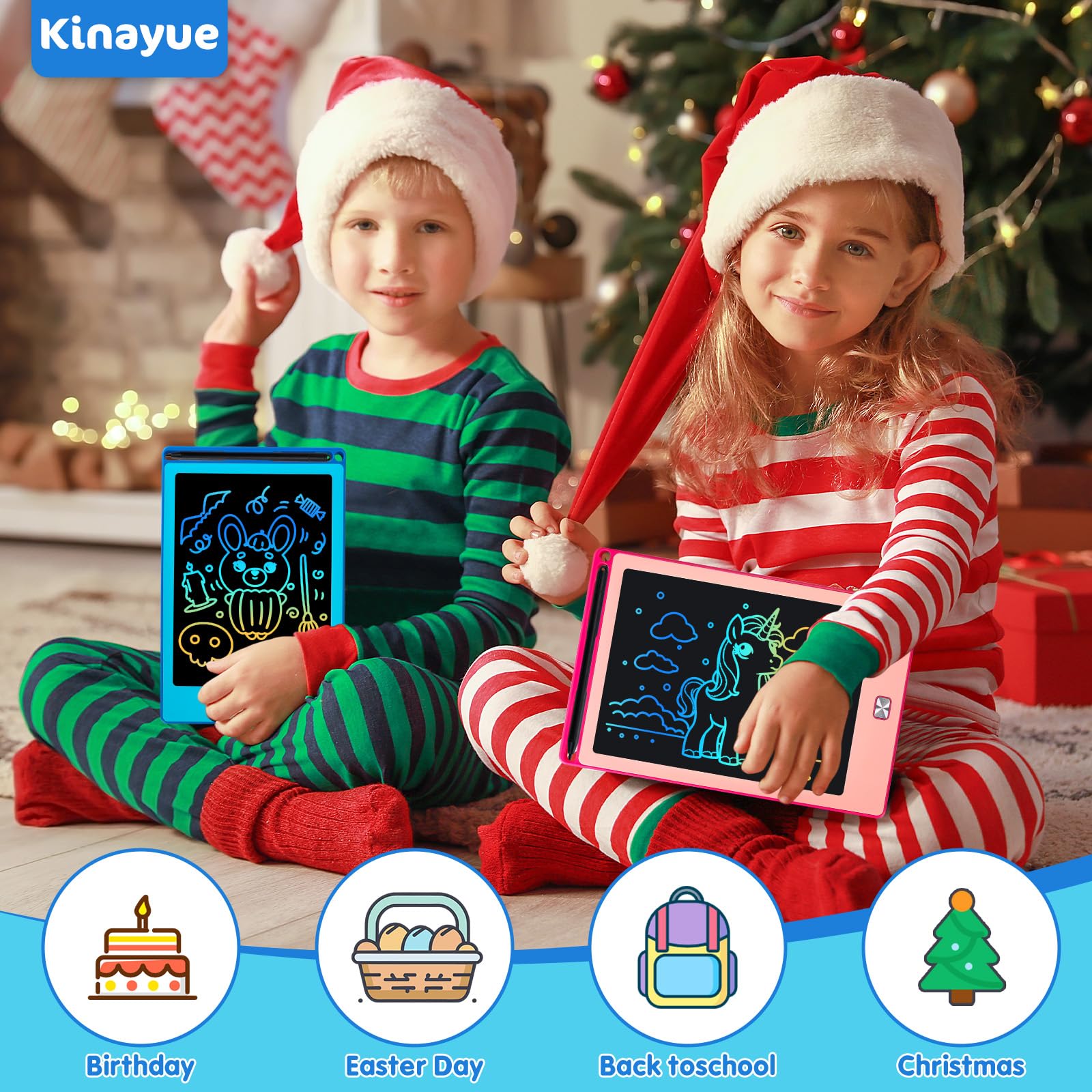 Kinayue Tableta Escritura Niños LCD 8,5 Pulgadas, Pizarra Magnetica Infantil Reutilizable, Juguete de Viaje de Aprendizaje Educativo, Regalo Cumpleaños Navidad, Tablet Dibujo Niños de 3 a 10 años — view 8