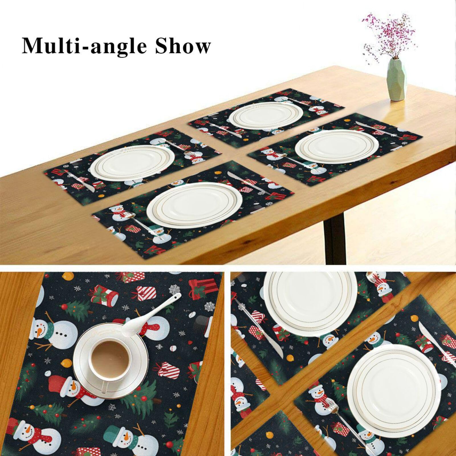 Weihnachts-Tischsets Set Mit 6 Motiven – Wasserdicht, Leicht Zu Reinigen, 32.5x41.5 Cm