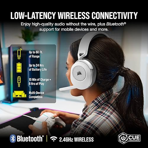 Miniatura 2 de Corsair HS65 Auriculares inalámbricos multiplataforma para juegos con Bluetooth - Dolby Audio 7.1 - Micrófono omnidireccional - Compatible con iCUE
