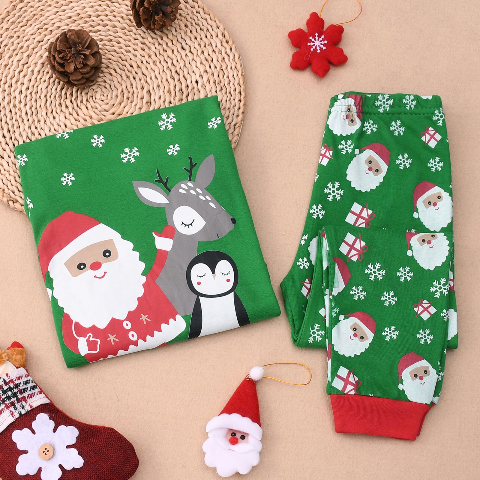 Gumyoss Pigiama di Natale per Bambini Pigiama per Bambine Maniche Lunghe Cotone Due Pezzi 2-12 Anni
